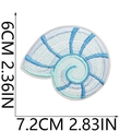 Macro detail of seashell embroidery patch with size dimensions 6cm by 7.2cm - Spiral Shell