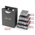 Dark gray textured jewelry gift box set with silver bow and Jewelry logo print - With Text 15.5x11.5x7 Vertical Tote Bag / Gray