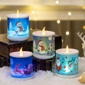 4er-Set blaue Weihnachts-LED-Kerzen mit Schneemann- und Rentier-Motiven für die Tischdeko - Weihnachtsthema Mehrere Stile/4er-Set
