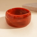 Brazalete de resina ámbar con elegantes patrones jaspeados en naranja y marrón para mujer - Naranja (Ancho)