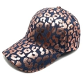 Stylische Denim-Baseballkappe mit Metallic-Leopardenmuster in Dunkelblau und Roségold - M (56-58cm) / Dunkelblau
