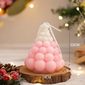Pink gradient bubble Christmas tree scented candle with ribbon, 12cm height dimensions - Large / Pink