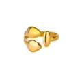 Minimalist punk woven 18k gold plated open ring featuring a triple geometric drop design - Adjustable Open