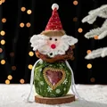 Grüner Weihnachtsmann Geschenkbeutel mit Herzfenster und 29cm Höhe für Äpfel - AFLD3-1 Grüner Weihnachtsmann 29cm