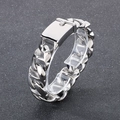 Men's polished silver stainless steel Cuban link bracelet with secure rectangular clasp - 20mm Width / Polished Steel Color (KB29976-D)