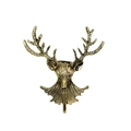 Vintage golden deer head metal brooch pin with intricate texture on white background - Bronze Deer Head (XD8304)