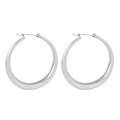 Pendientes de aro grandes de acero inoxidable pulido con diseño redondo minimalista - Color Acero