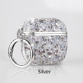 Macro shot of silver rhinestone AirPods case with luxury sparkling diamond finish - AirPods 3rd Gen / Silver