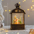 Vintage bronze Christmas snow globe lantern with snowman and LED lighting decorations - Bronze - Making a Snowman