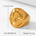 Irregular textured gold plated stainless steel ring with 0.83 inch diameter - US 8 / Irregular Lava Texture Style (HC-R30589-8)