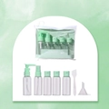 Green 7-piece travel bottle set with press pump and spray bottles in a PVC bag - SY762-Green (50ml Empty Bottle Set)