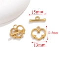 Chiusura a levetta OT a forma di cuore dorato in acciaio inossidabile per gioielli - Stile A / Oro