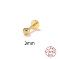 3mm minimalistischer goldener S925 Sterlingsilber Kugelohrstecker mit Flachgewinde - 925er Silber / Gold 3mm - Einzelstück