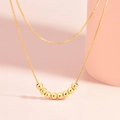 Elegante 925 versilberte zweischichtige Goldperlenkette mit feinem Box-Ketten-Design - Gelbgold (SL2215)