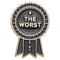 Αστείο σμάλτο σήμα μετάλλιο με κείμενο The Worst και Yay σε μαύρο και χρυσό - THE WORST YAY-Μαύρο Μετάλλιο