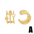 Ear cuff dorati a tre strati con motivi geometrici vintage e dettagli in rilievo - Stile A-Triplo Motivo a Corda