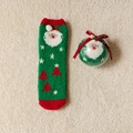 Christmas coral fleece socks with Santa Claus pattern in a clear gift ornament ball - One Size / Kids Green Santa Claus (with Ball)