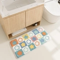 Absorbent floral bathroom rug with non-slip backing shown in front of a modern vanity - Flower Season / Vanity Mat 40*80cm