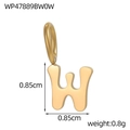 Golden stainless steel letter W pendant charm for DIY jewelry, size 0.85cm by 0.85cm - Letter-W / Gold