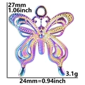 Pendentif papillon en acier inoxydable arc-en-ciel de 27 mm de haut et 24 mm de large - Pendentif / Arc-en-ciel