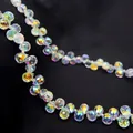 Faceted strawberry crystal glass beads with AB rainbow coating for DIY jewelry making - Aurora AB / 6mm (approximately 87 Beads Per Strip)