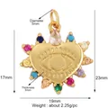 Golden heart Evil Eye pendant with colorful gemstones and detailed size measurements - Multi-color Heart