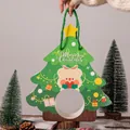 Christmas tree shaped mousse ball gift box with cartoon bear and green rope handle - Christmas Tree Style