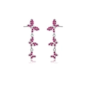 Orecchini a sospensione a tre farfalle in argento S925 con zirconi rosa rossi lucidi - Argento 925 / Argento/Rosa Rosso