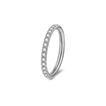 Silver G23 titanium hinged segment ring with small clear cubic zirconia stones - 1.2*6mm / Silver White (Clear Zirconia)