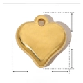 Macro shot of 11mm gold heart pendant with dimensions and stainless steel material info - Gold Simple Heart (YE630)