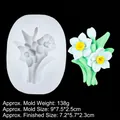 White silicone daffodil flower mold for fondant and resin crafts with product dimensions - 1# Narcissus