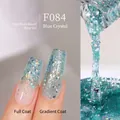 Sparkling lake blue nail gel polish in shade F084 with glitter and shimmer finish - F084 Blue Crystal