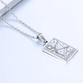 Minimalist Sagittarius zodiac rectangular pendant necklace in polished silver stainless steel - Sagittarius / Steel