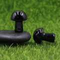Polished black natural stone mini mushrooms for decorative garden landscaping - Black Agate