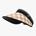 Cappello parasole aperto a scacchi marroni e bianchi con trama intrecciata e logo G - Regolabile / Rosso Arancio (24H147)
