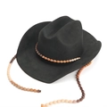 Chapeau de cowboy classique en suédine noire avec bandeau de perles colorées décoratif - M(56-58cm) / Noir
