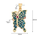 Exquisiter vergoldeter Schmetterling Anhänger mit blauer Emaille und bunten Zirkonia - Dunkelblauer Emaille-Schmetterling