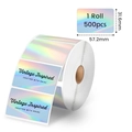 Roll of 500 holographic thermal shipping labels measuring 57.2mm by 31.6mm - 2.25*1.25 Inch Square-500pcs (Roll) / Laser Silver