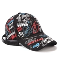 Black street style graffiti baseball cap with adjustable strap and hip hop prints - Black Brush