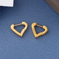 Elegant 18K gold-plated titanium heart-shaped hoop earrings on blue textured fabric - Gold Heart Geometric Huggie