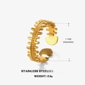 Adjustable golden stainless steel ring with unique textured spine pattern for women - Gold Zipper Texture Ring