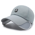 Gorra de béisbol de malla gris con viseras laterales retráctiles para protección solar - Gris claro / Ajustable