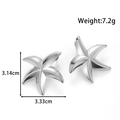 Zilveren zeester oorbellen met metaalglans, afmetingen 3,14 cm hoog en 3,33 cm breed - YE-083-Zilveren Zeester