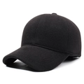 Classic black winter baseball cap in wool-like texture for seniors featuring ear protection - Adjustable (56-60cm) / Black