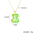 Emerald green resin bear pendant with gold chain, 40+5cm length and star accents - Green Cross Chain