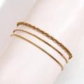 Dreilagiges 18K vergoldetes Edelstahl-Fußkettchen-Set mit Twist-, Flach- und Schlangenketten - Stil 2 Fußkettchen / Gold