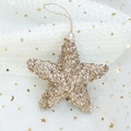 Sparkling champagne gold star ornament with sequins and pearls for Christmas tree decor - Champagne Sequin Star 10CM