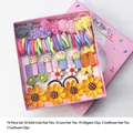 74-piece kids hair accessory gift set with macaron elastics and sunflower clips - Flower Boxed Set