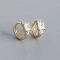 Créoles en argent S925 plaqué or serties de zircons carrés et ronds brillants - Or