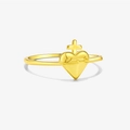 Elegant gold S925 sterling silver ring with a cross heart and thorn patterns - Mmr404 (18k Gold) / Size 6